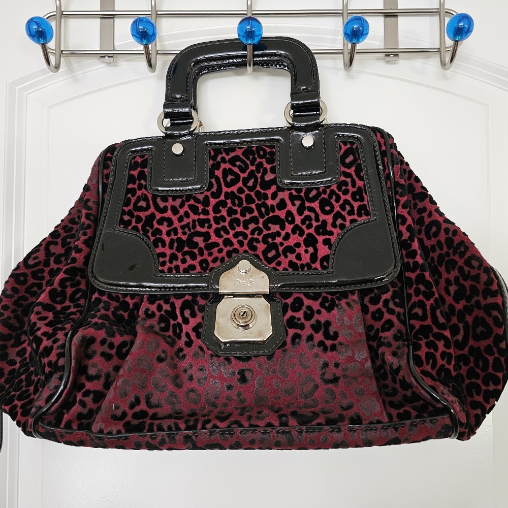 Vintage Dolce & Gabbana D&G Allyson Burgundy Black Velvet Doctors Hand Bag Retro